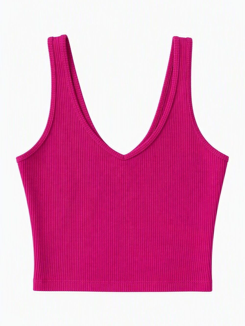 Hollister Ribbed V-Neck Crop Tank Top In Fuchsia Pink - Size Small